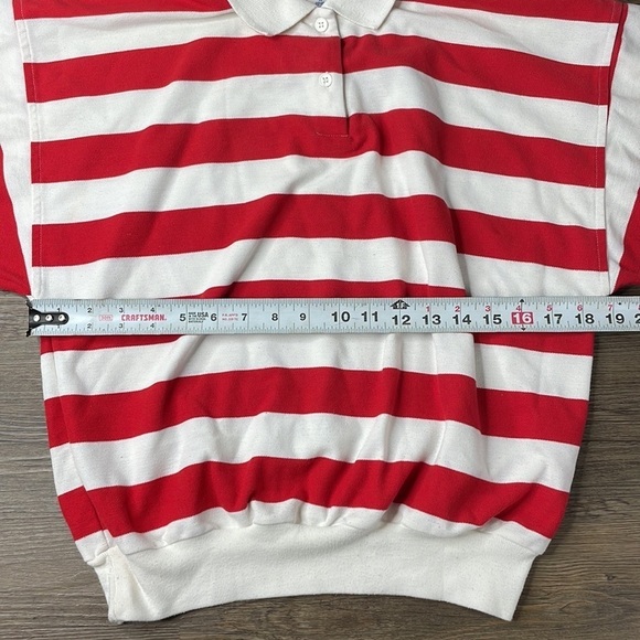 Vintage Winners Choice Red and White Striped Polo Shirt, size medium - Picture 3 of 8